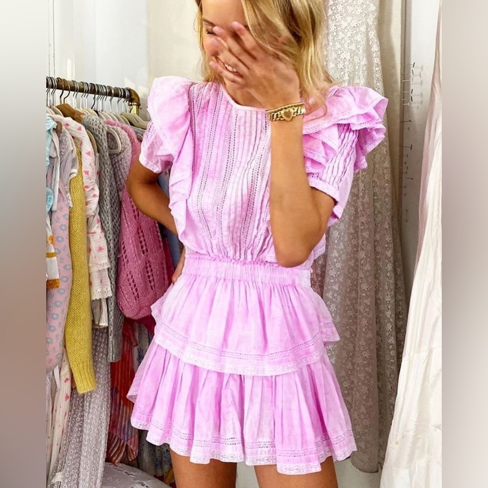 LoveShackFancy NWT Natasha Mini Dress Peony Pink